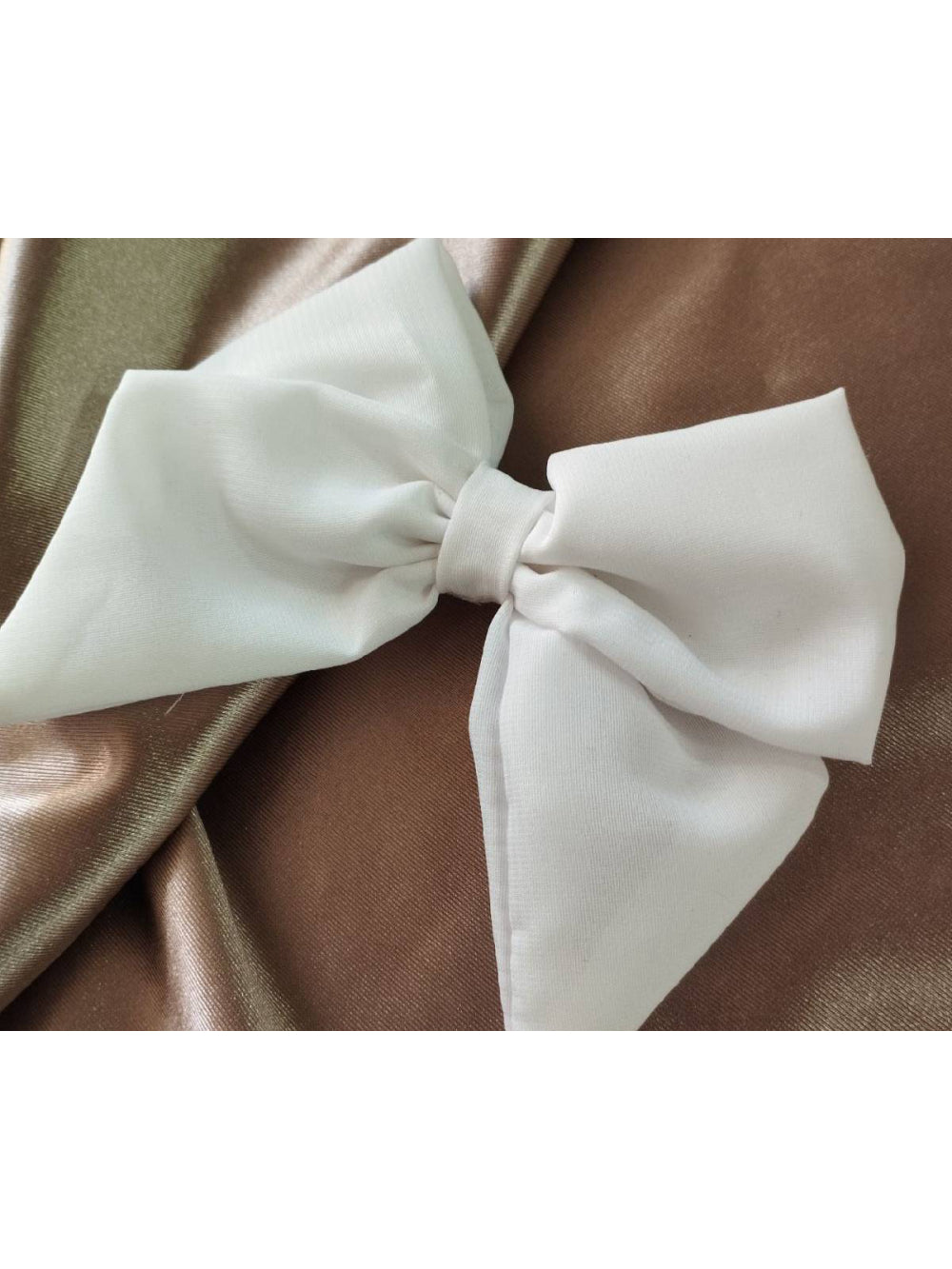 Laço de Crepe Branco Médio para Noivas Daminhas Delicado