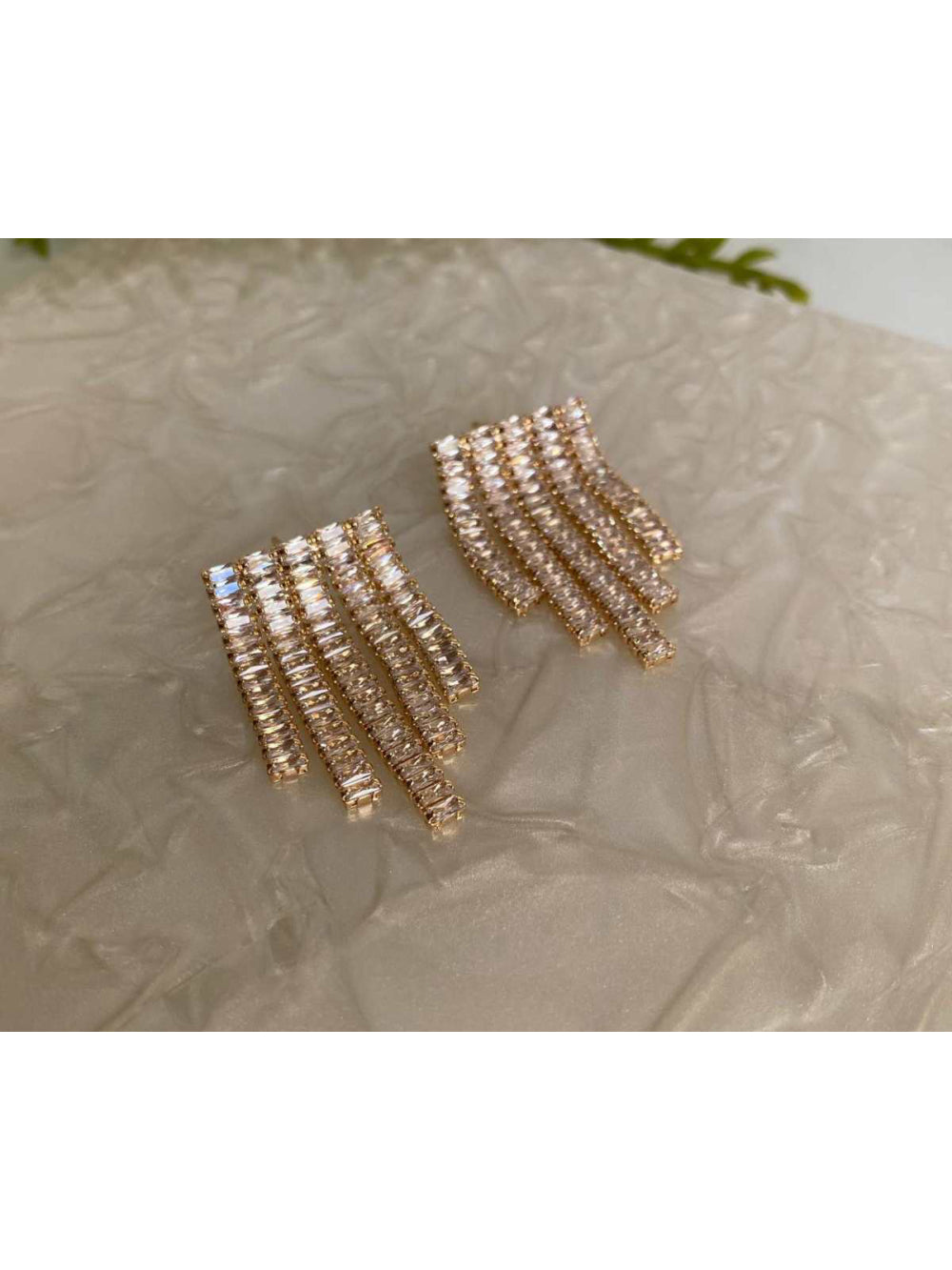 Brincos Fios de Strass de Zircônia Brilho Festa Chique