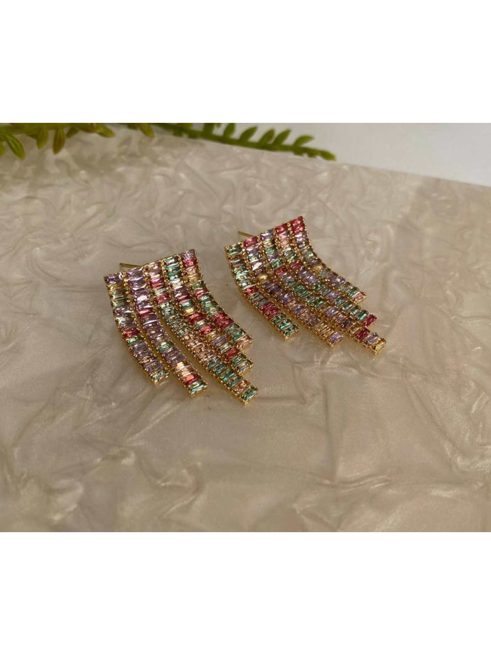 Brincos Fios de Strass de Zircônia Brilho Festa Chique