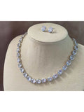 Conjunto Colar + Brincos Cravejado Oval Zircônia Semijoia