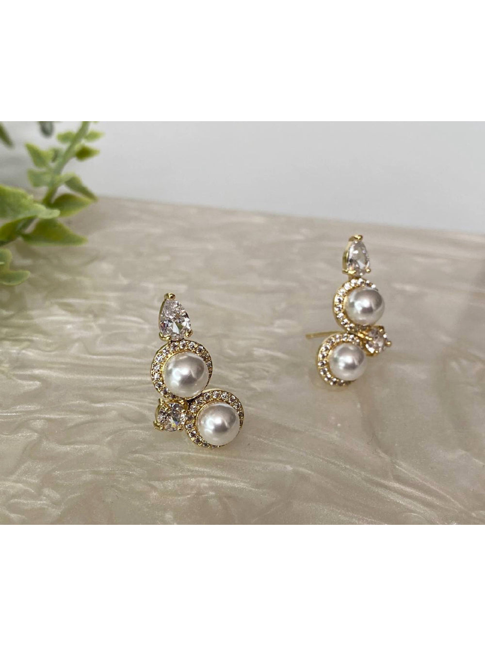 Brincos Ear Cuff Pérolas e Zircônia Delicado Noivas