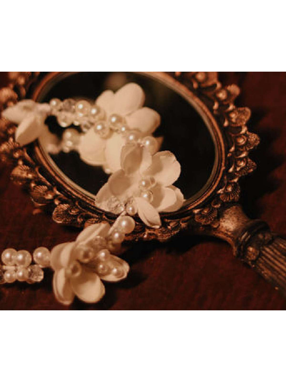 Grinalda Coroa Flores de Organza e Pérolas Noiva Daminha