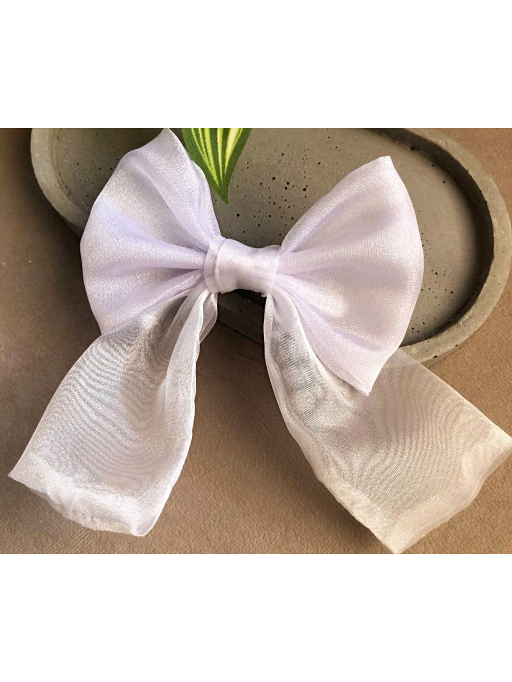 Laço de Organza Branco Daminha Noiva Batizado