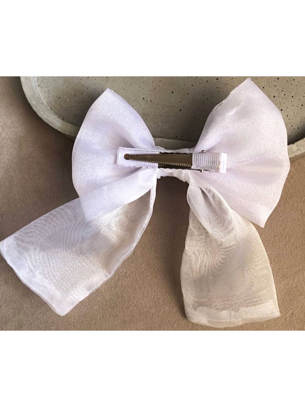 Laço de Organza Branco Daminha Noiva Batizado