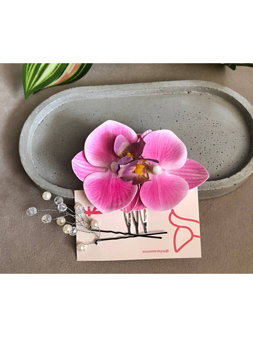 Arranjo Grinalda Flor Orquídea com Pérolas e Cristais Noiva Penteado