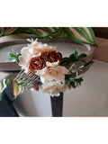 Arranjo de Cabelo Flores Boho Vintage Tons Terrosos Penteado Noivas Madrinhas