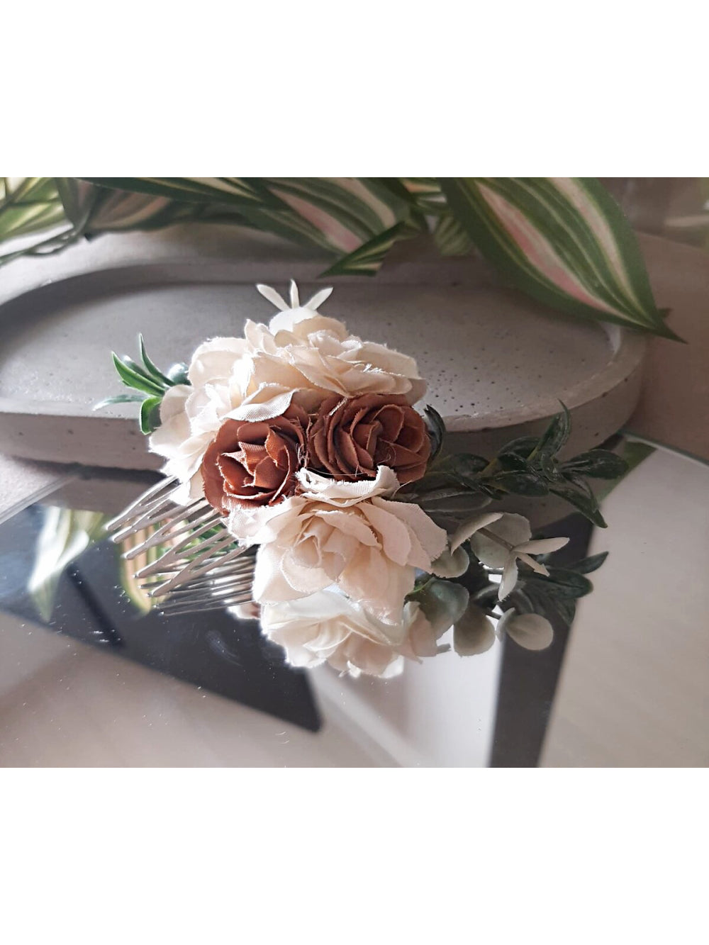 Arranjo de Cabelo Flores Boho Vintage Tons Terrosos Penteado Noivas Madrinhas