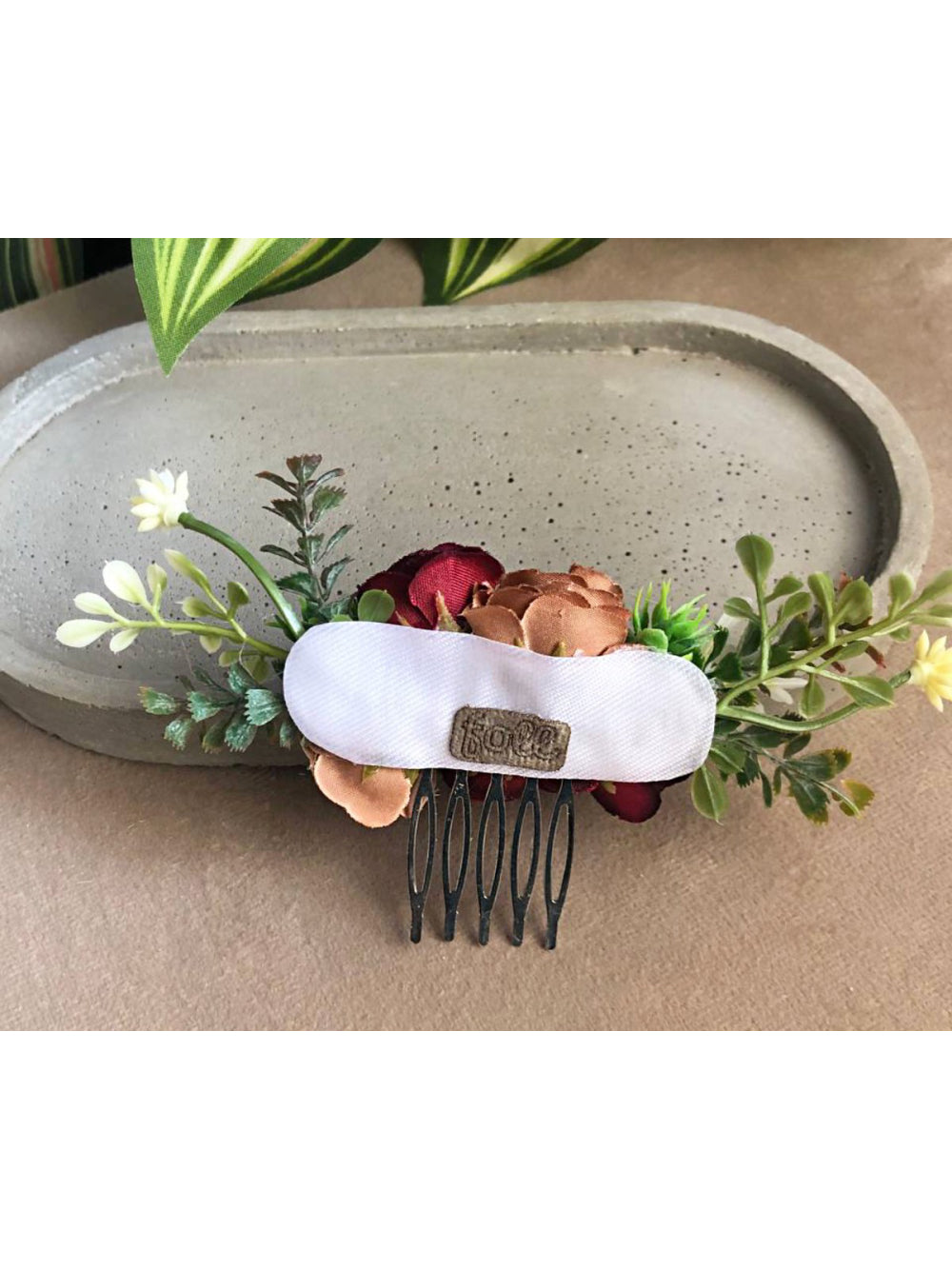 Arranjo de Cabelo Flores Vintage Vermelho e Marrom Penteado Noivas Madrinhas