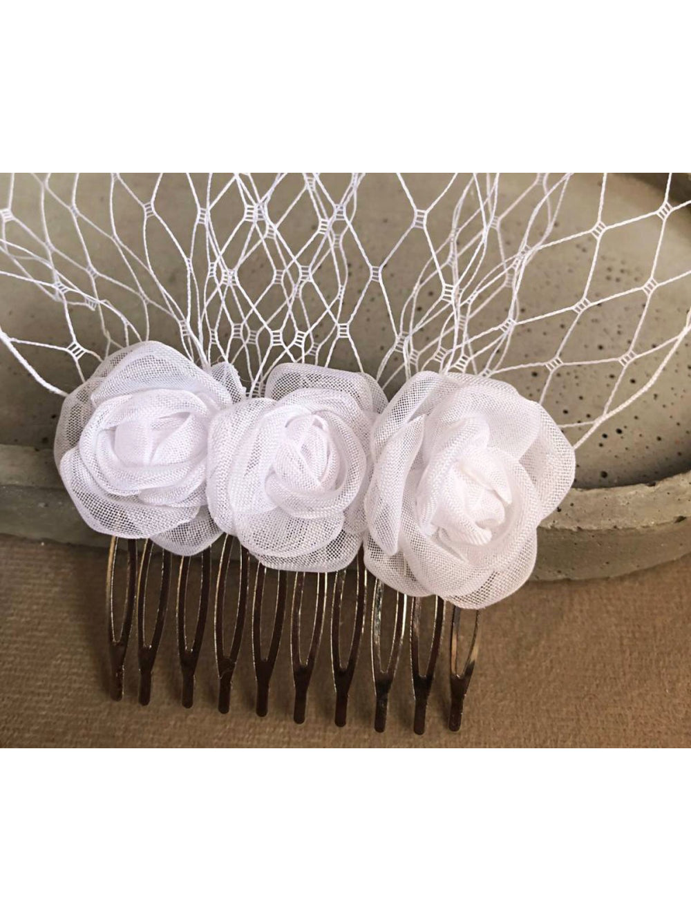 Grinalda Voillet Voalete Flores Camélia Organza Noivas Penteado Casamento