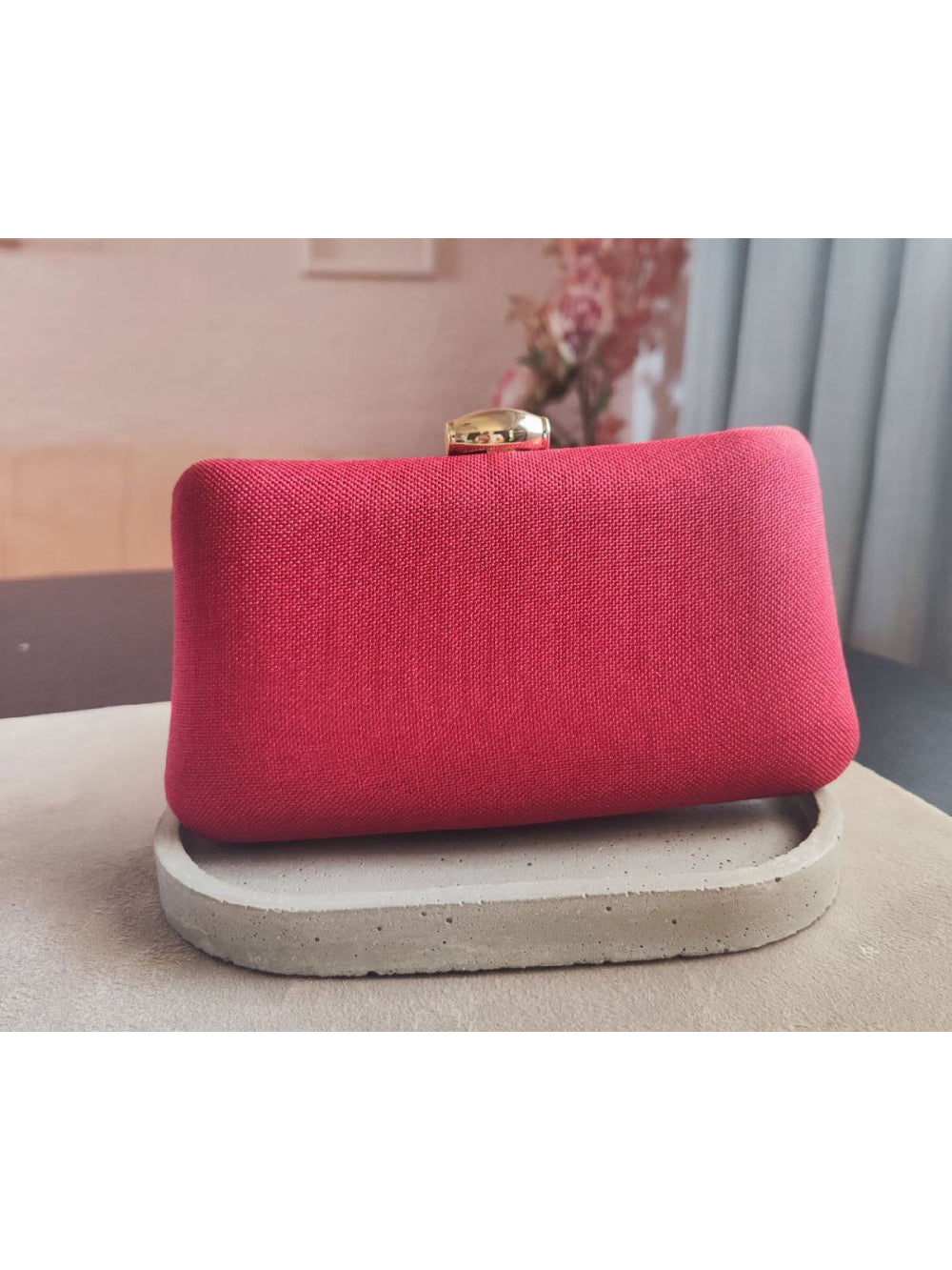 Bolsa Clutch Linho Retangular Vermelha