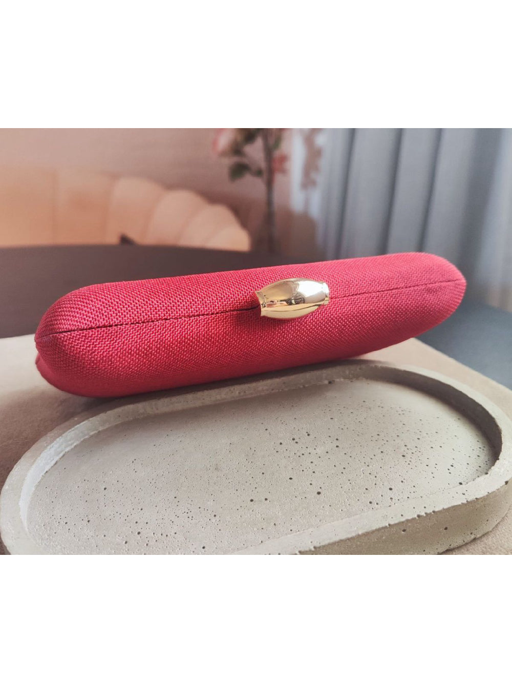 Bolsa Clutch Linho Retangular Vermelha