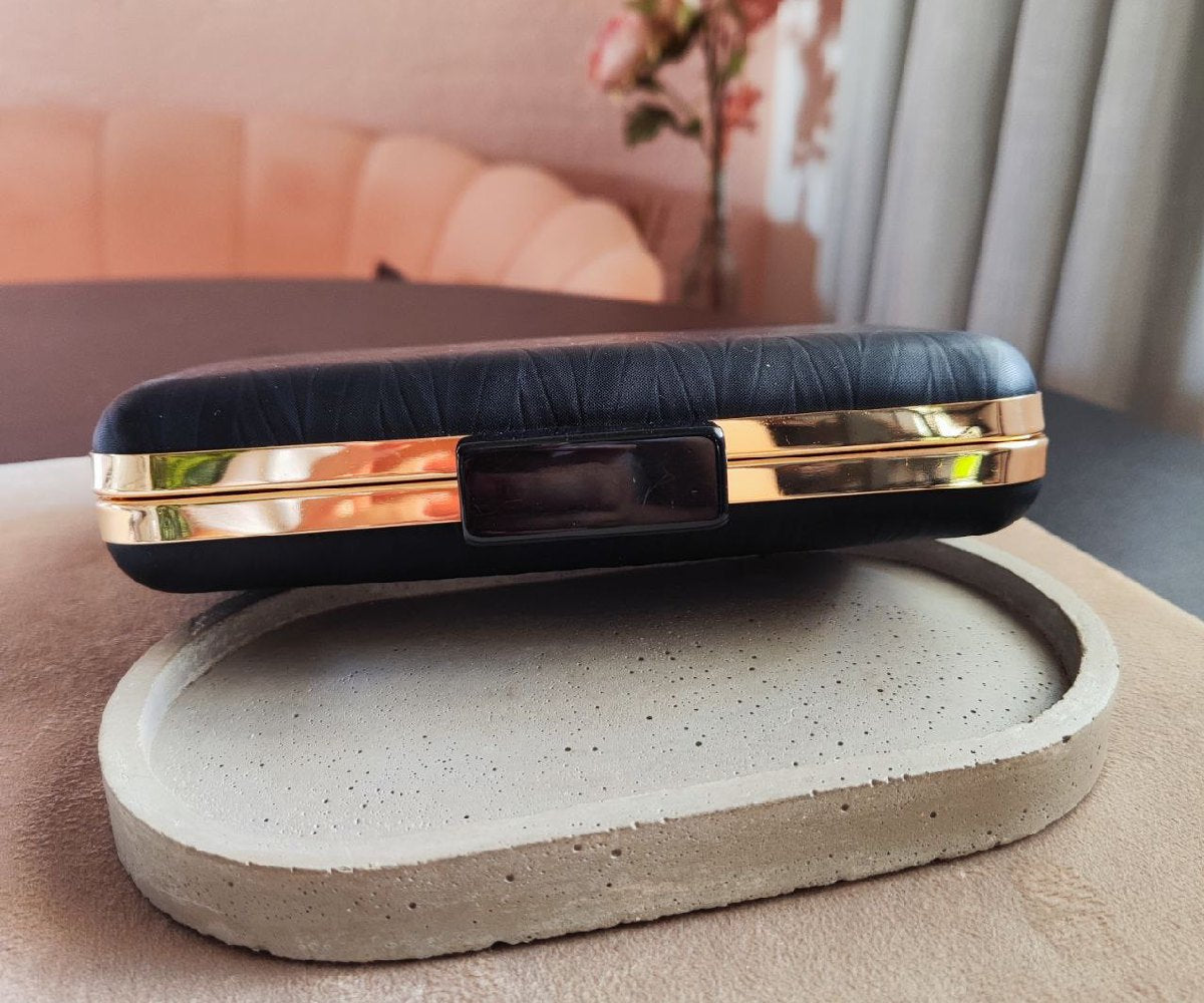 Bolsa Clutch Retangular Corino Texturizado Preto