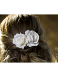 Arranjo Grinalda Flor de Cabelo Rosas Duplas para Noivas