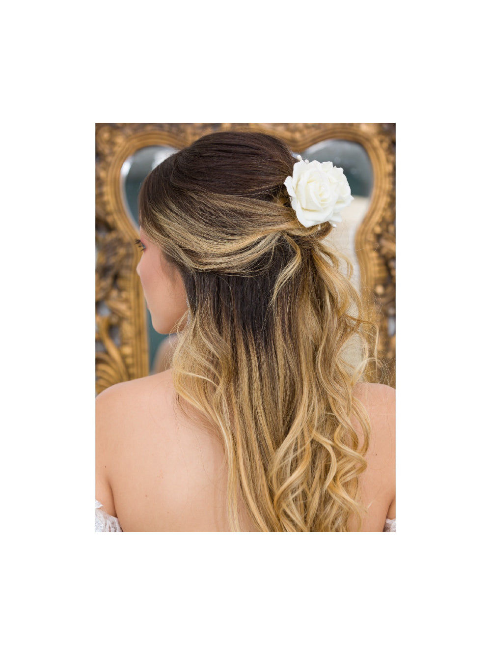 Arranjo Grinalda Flor de Cabelo Rosas Duplas para Noivas