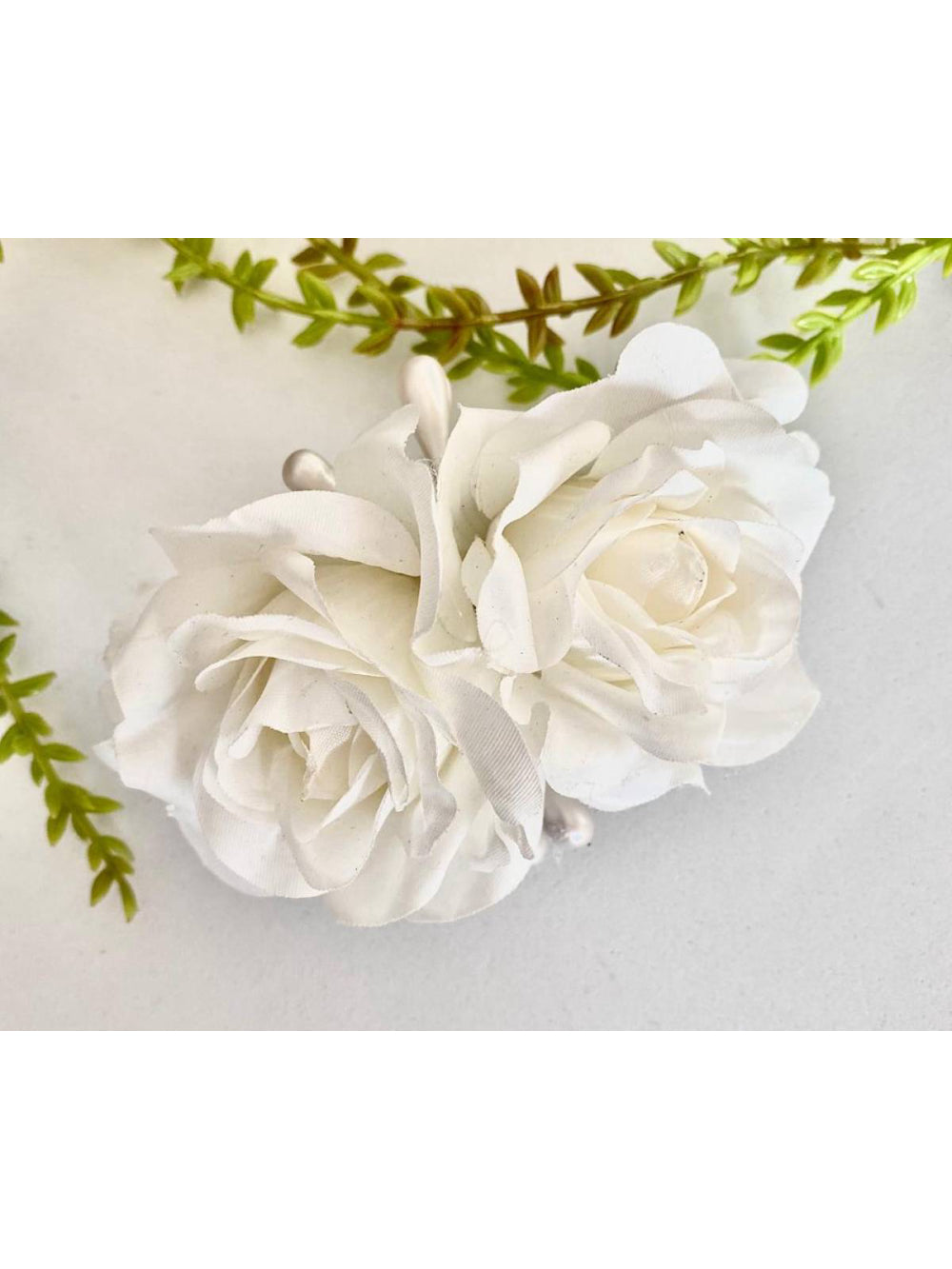 Arranjo Grinalda Flor de Cabelo Rosas Duplas para Noivas