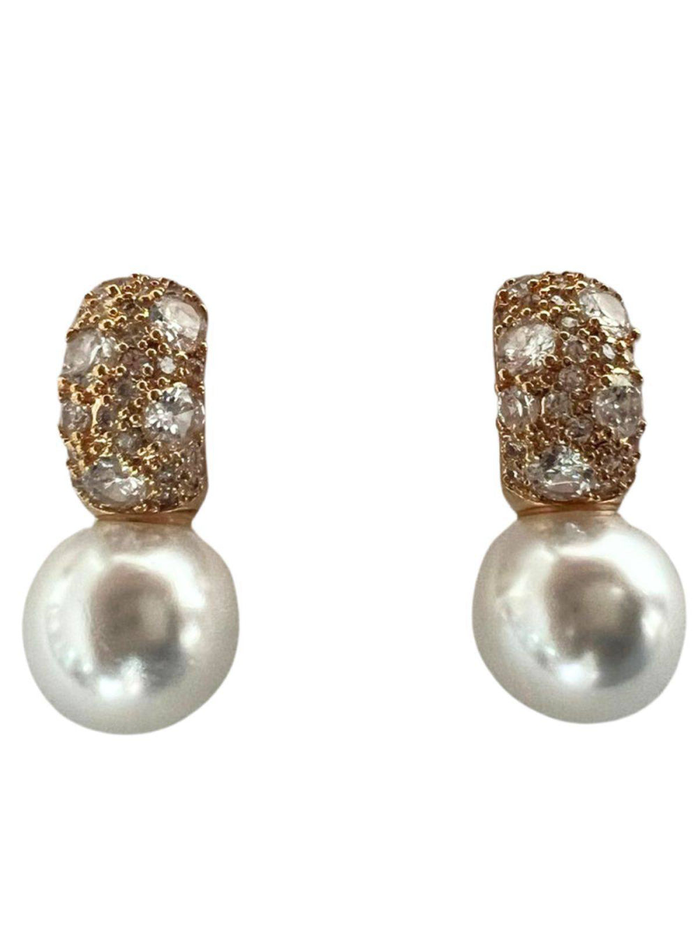 Brinco Meia Argola de Strass com Pérola Brilho Festa Noiva