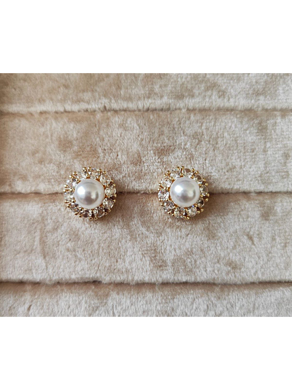 Brinco Redondo Strass e Pérola Festa Brilho Noiva Casamento