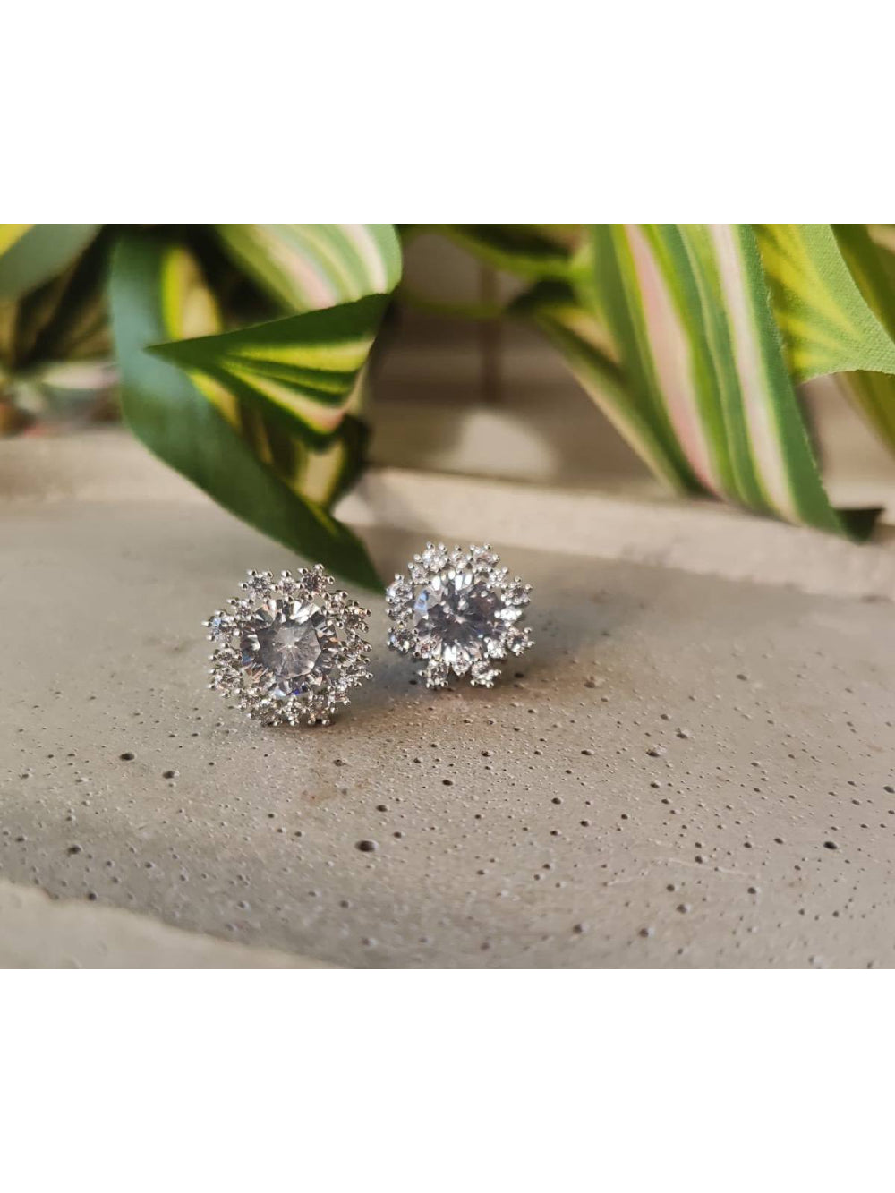 Brinco Flor De Strass Com Zircônia Brilho Festa Noiva