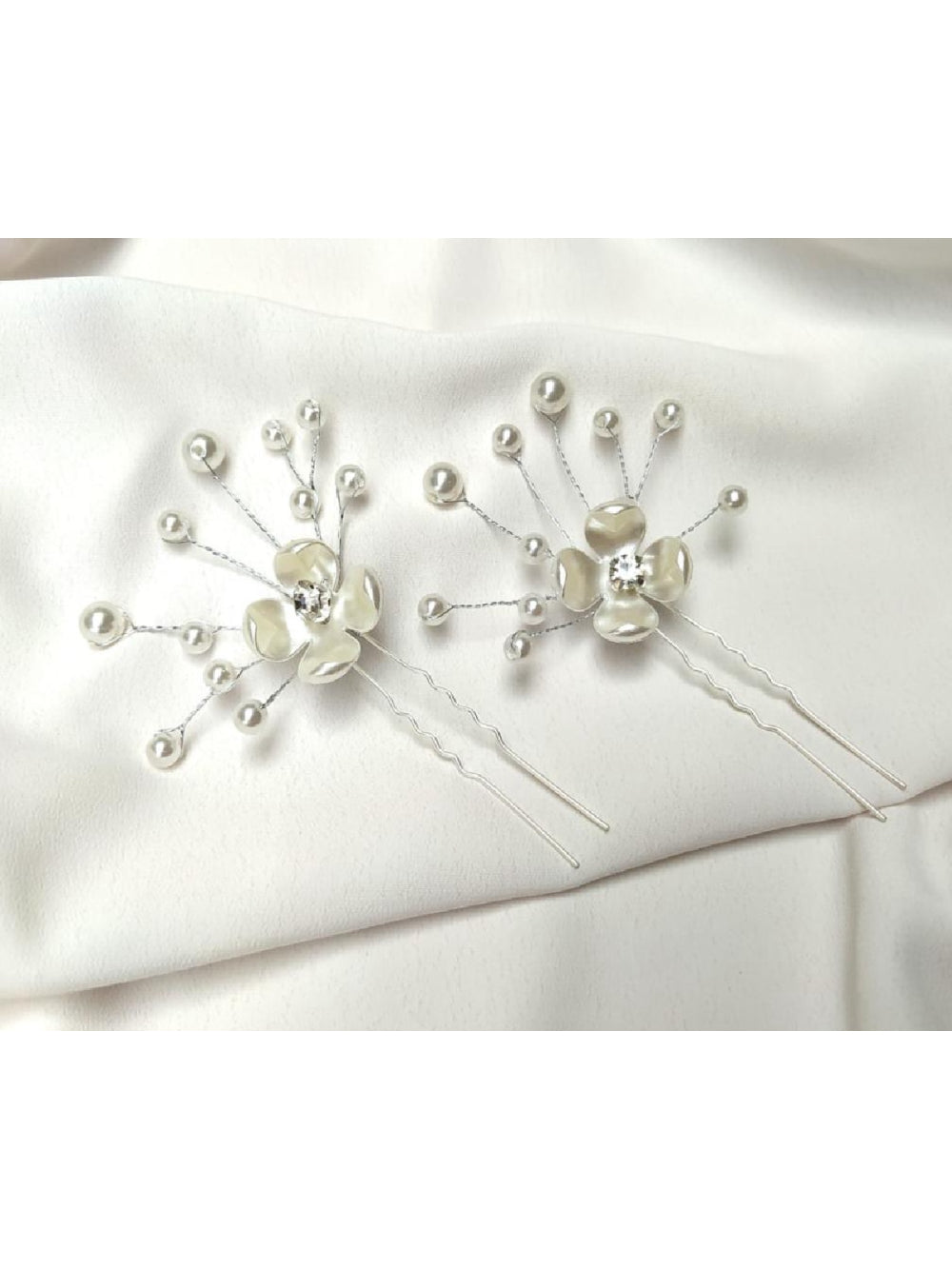 Grinalda Pin Grampo de Cabelo Flor de Pérola Noiva 2 pçs