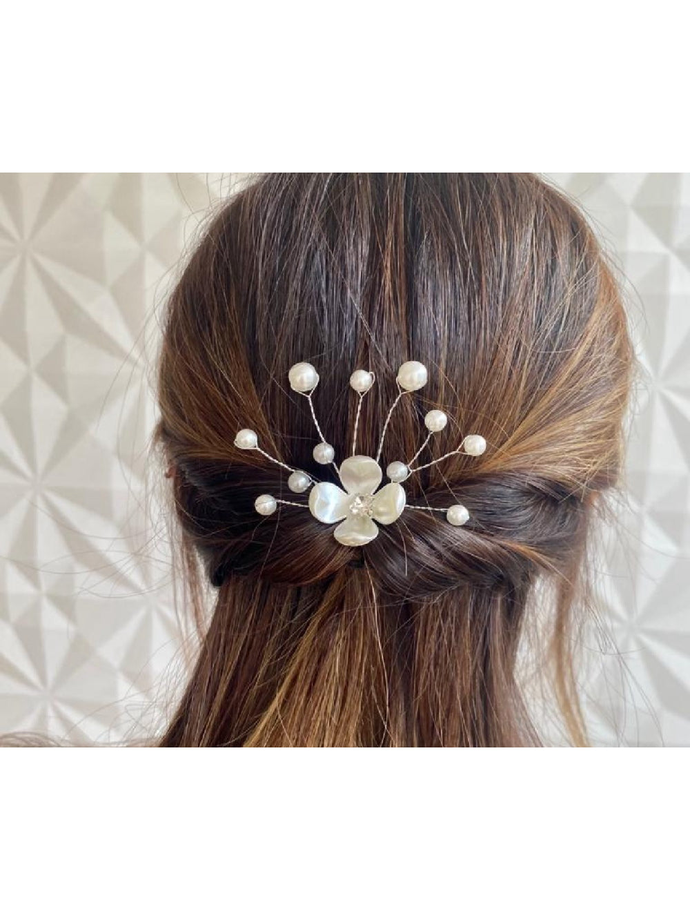 Grinalda Pin Grampo de Cabelo Flor de Pérola Noiva 2 pçs