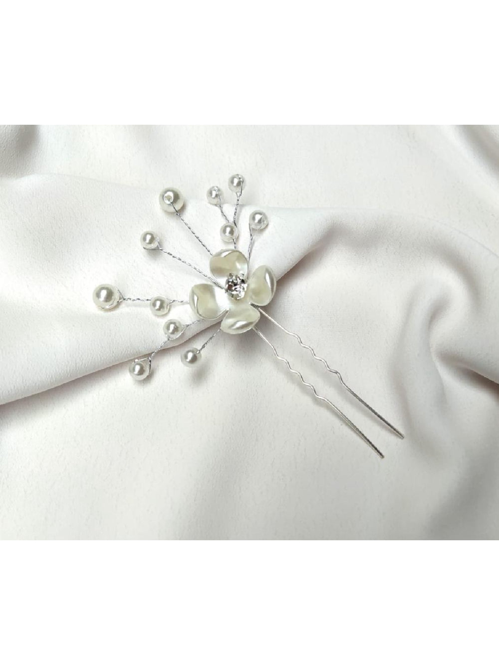 Grinalda Pin Grampo de Cabelo Flor de Pérola Noiva 2 pçs