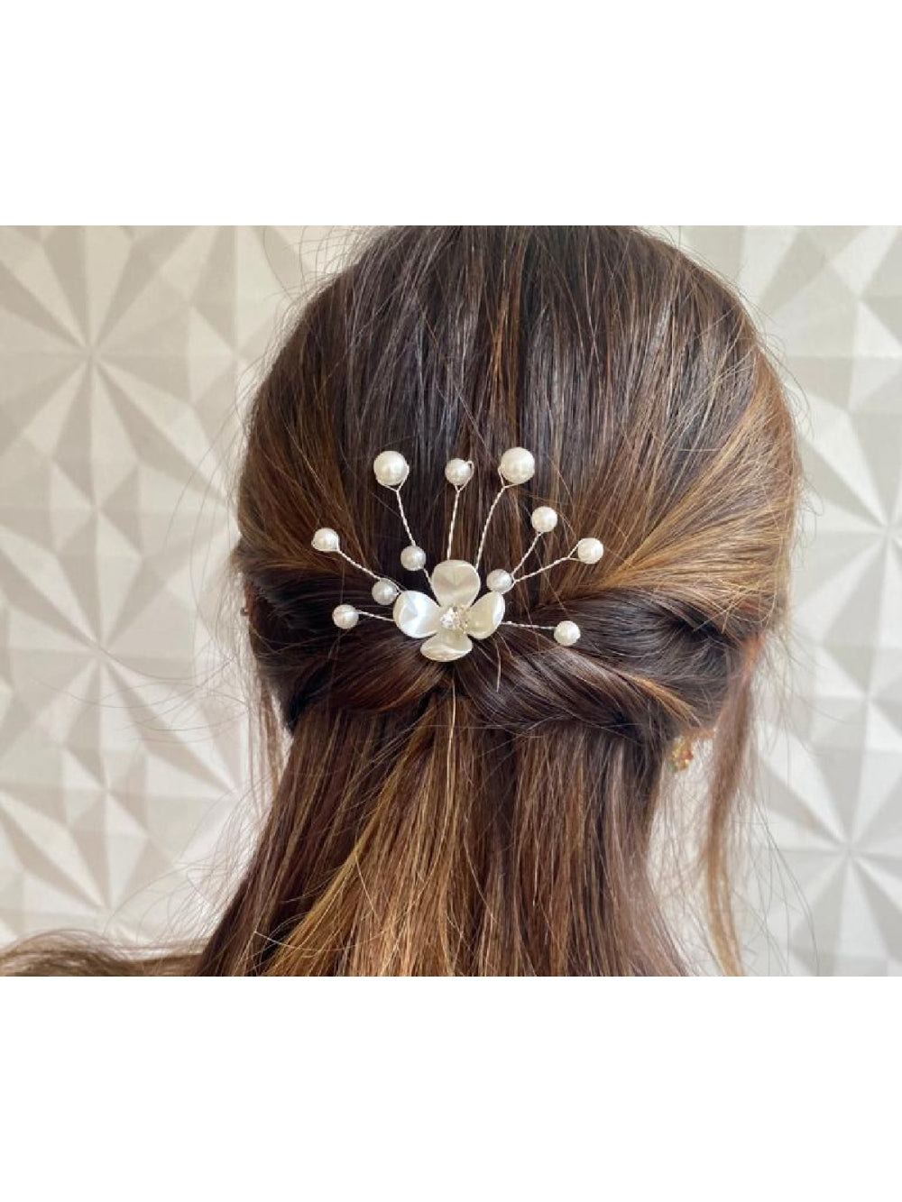 Grinalda Pin Grampo de Cabelo Flor de Pérola Noiva 2 pçs
