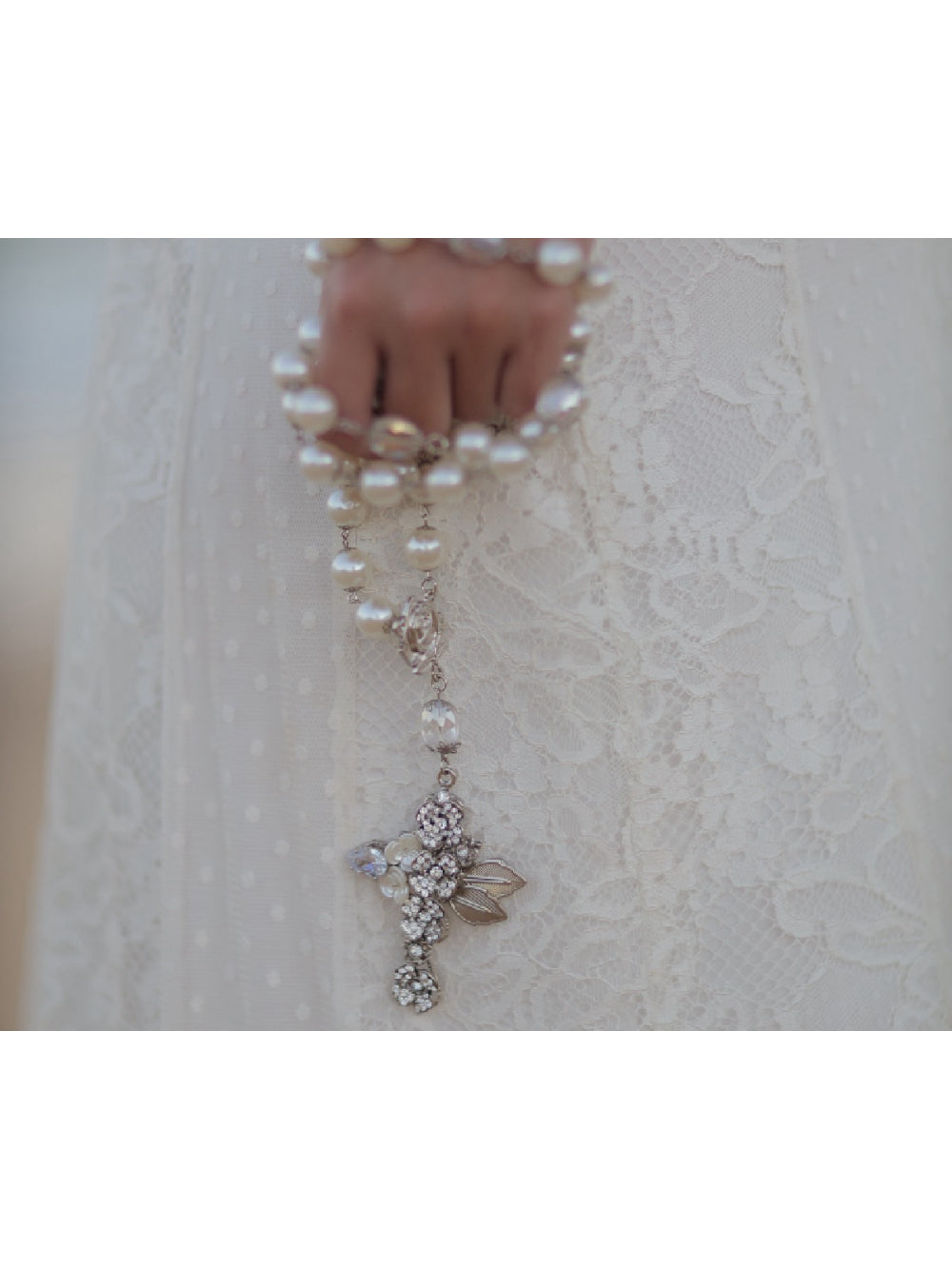 Terço Flores de Strass com Pérolas Noiva Buque Casamento