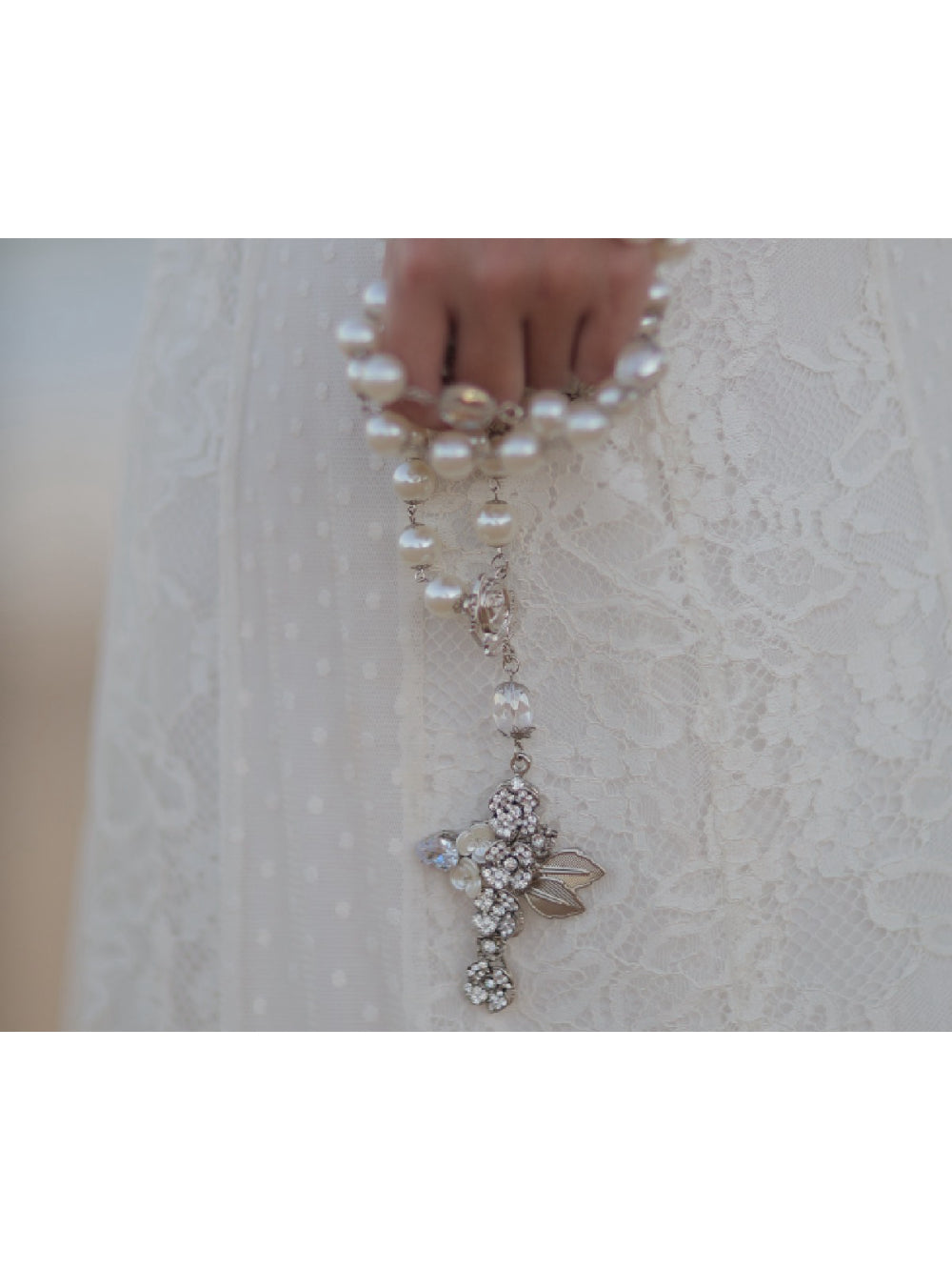 Terço Flores de Strass com Pérolas Noiva Buque Casamento