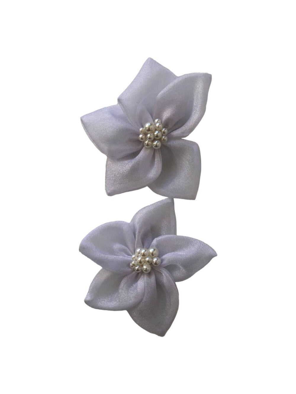 Flor de Organza com Pérolas Par Bico de Pato Penteado Noiva