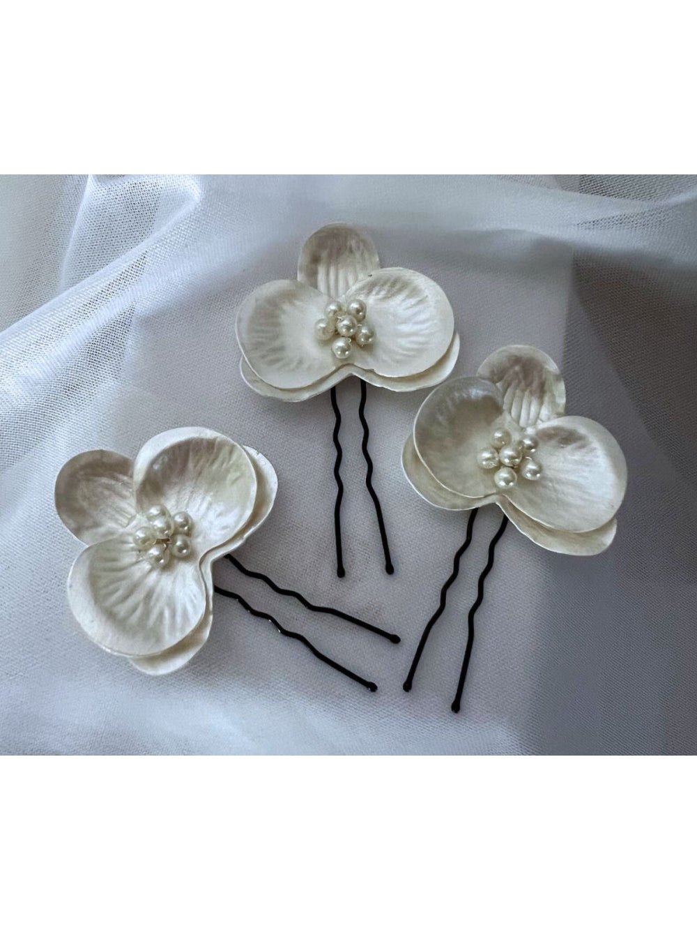 Mini Orquídea Perolada Enfeite Cabelo Grinalda Noivas