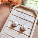 Brinco Meia Pérola Grande Aro Prata Elegante