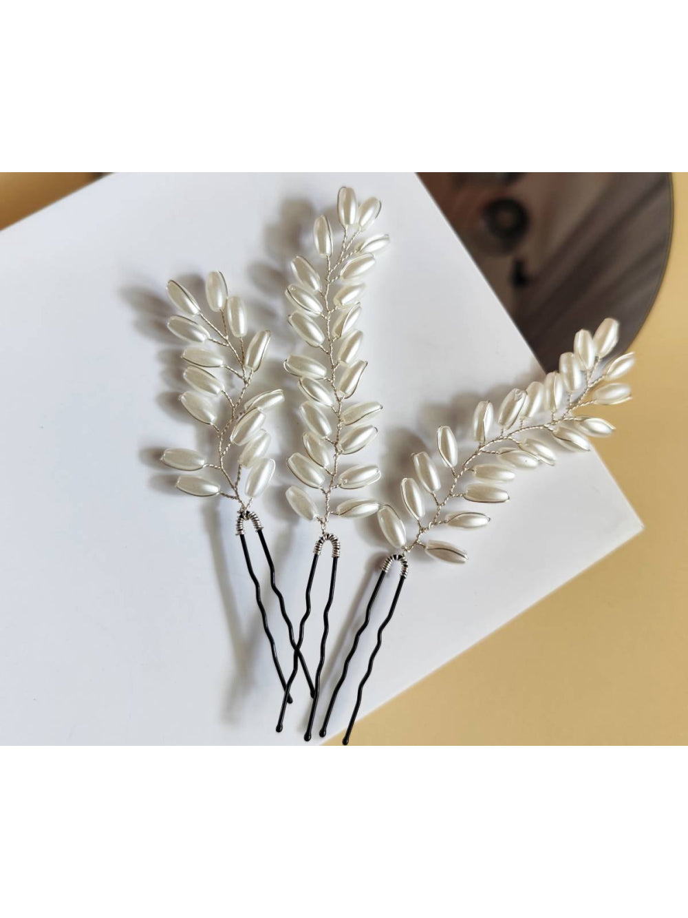 Grinalda Grãos de Pérolas Grampos Penteado Noiva Casamento