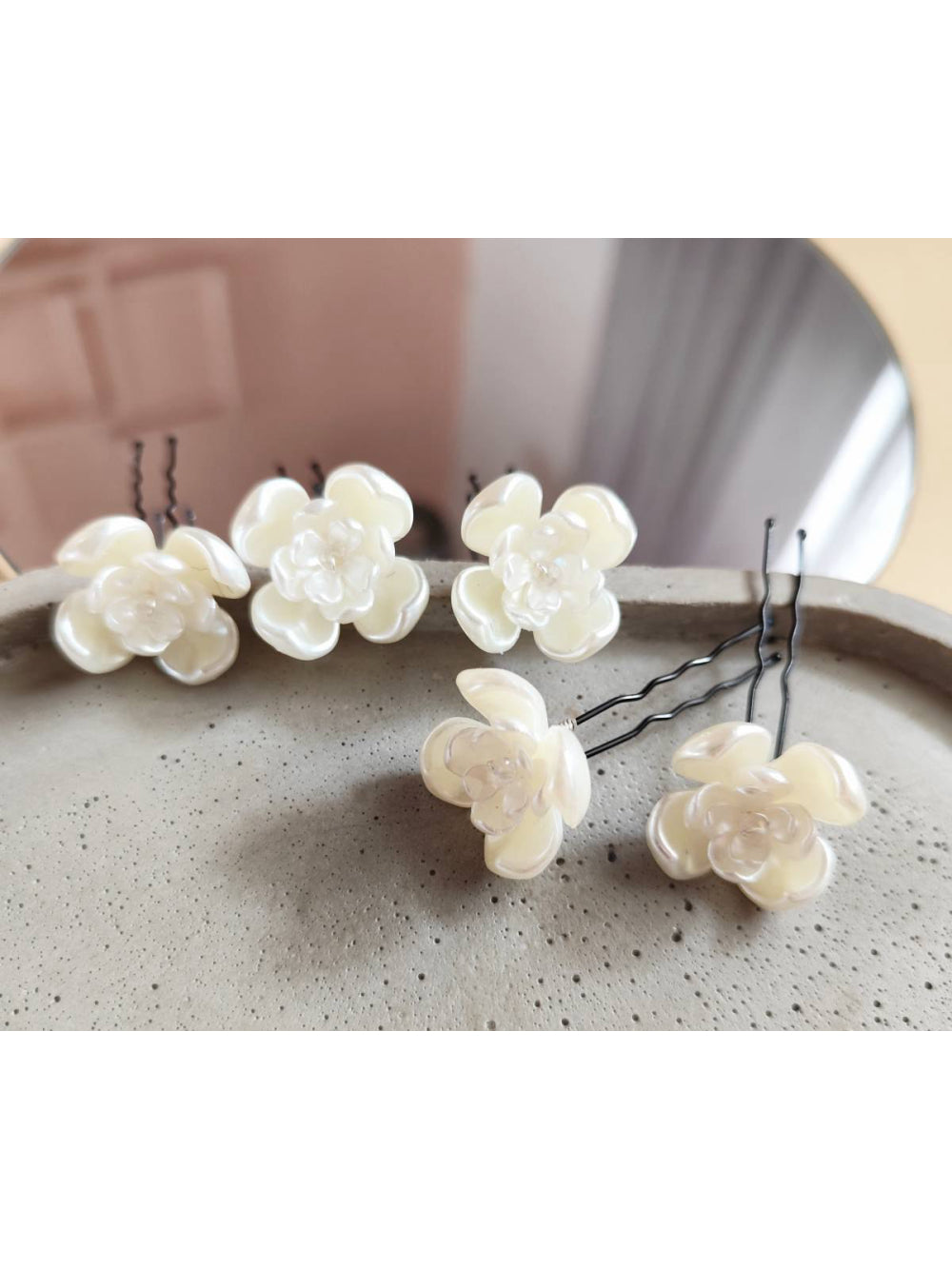 Enfeite Flores de Pérola Grampos Penteado Noiva Festa