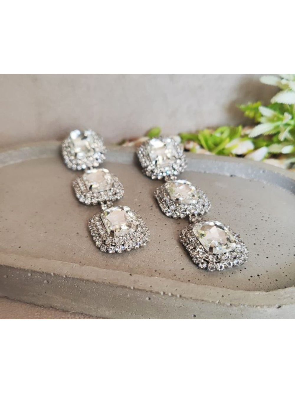 Brinco Maxi Cristal com Strass Luxo Brilho Festas Reveillon
