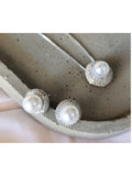Conjunto de Brinco e Colar Pérolas Zircônia Cravejada Noiva Festa