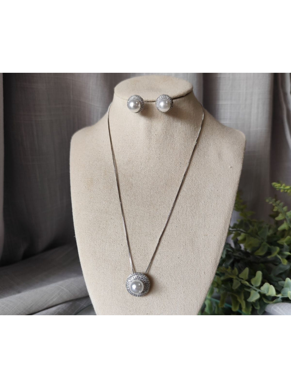 Conjunto de Brinco e Colar Pérolas Zircônia Cravejada Noiva Festa