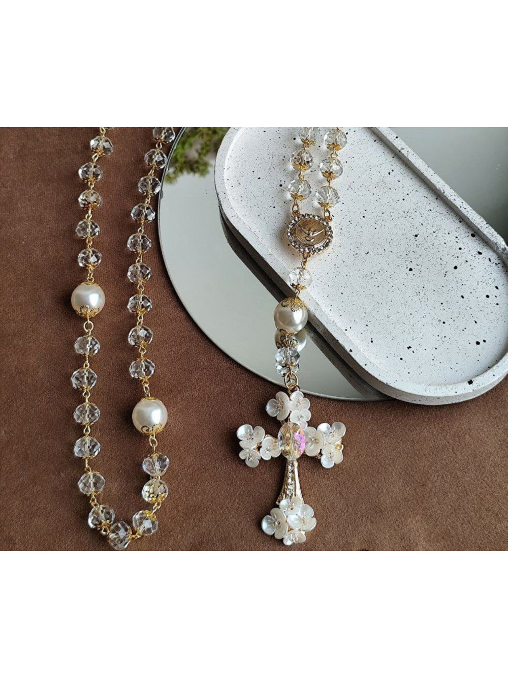 Terço Para Noivas Dourado Com Cristais