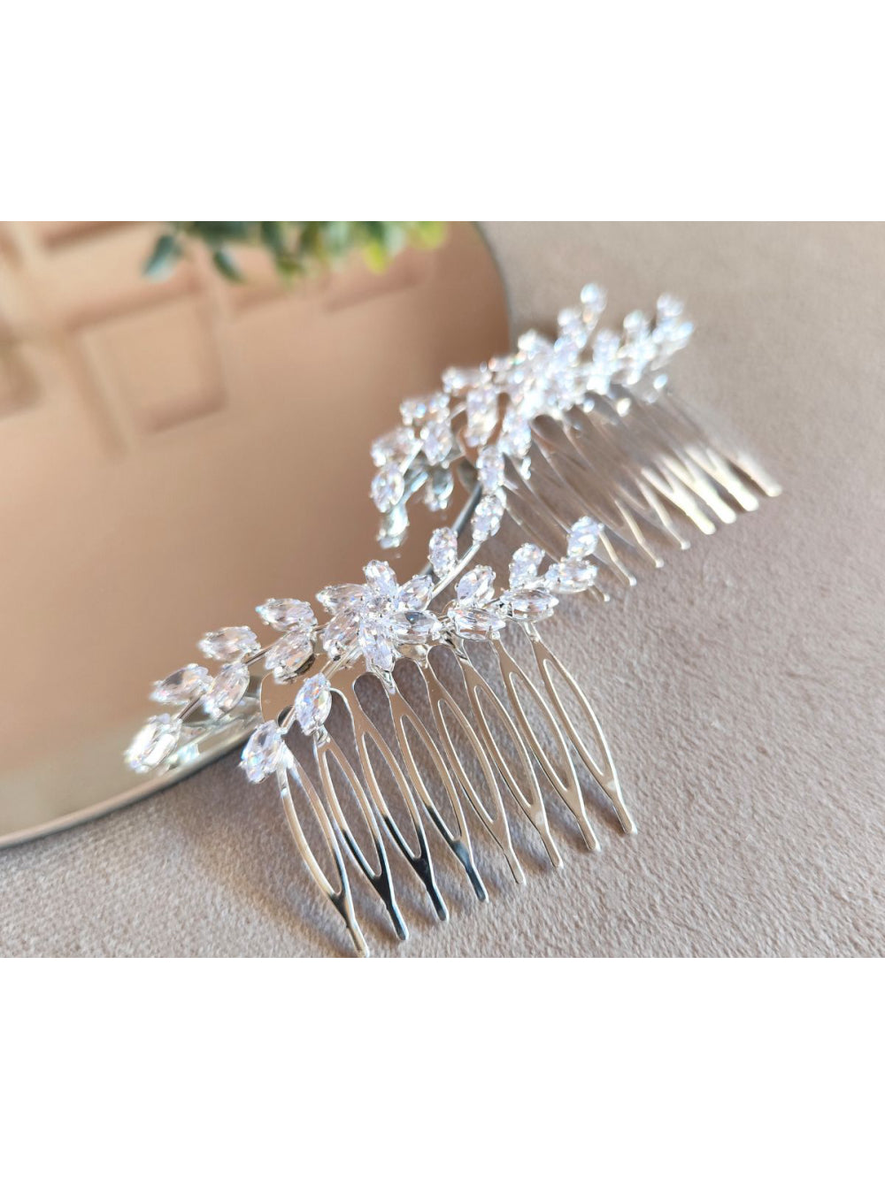 Pente Arranjo Flor com Zircônia Penteado Noiva Grinalda