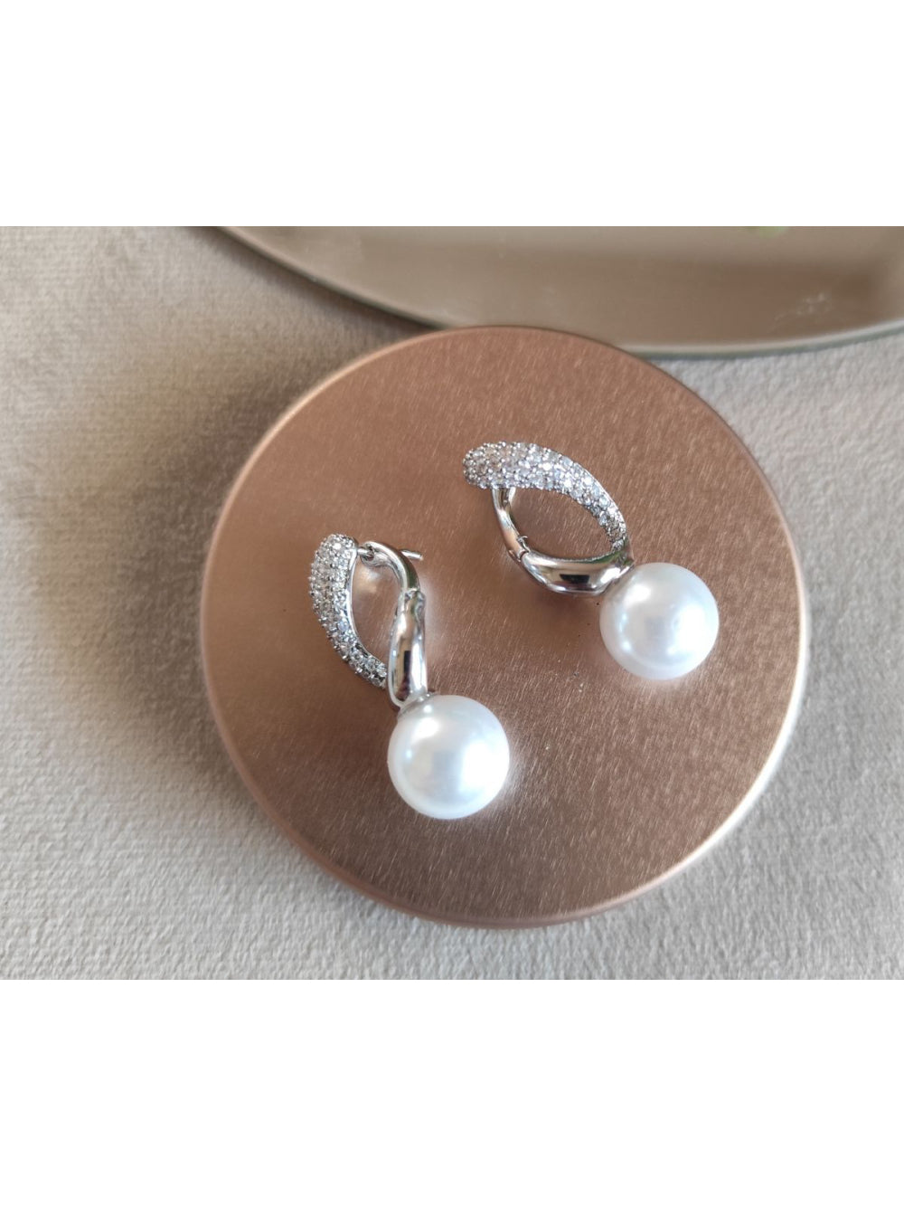 Brinco Pérola e Zircônia Prata para Festa Casamento e Noiva