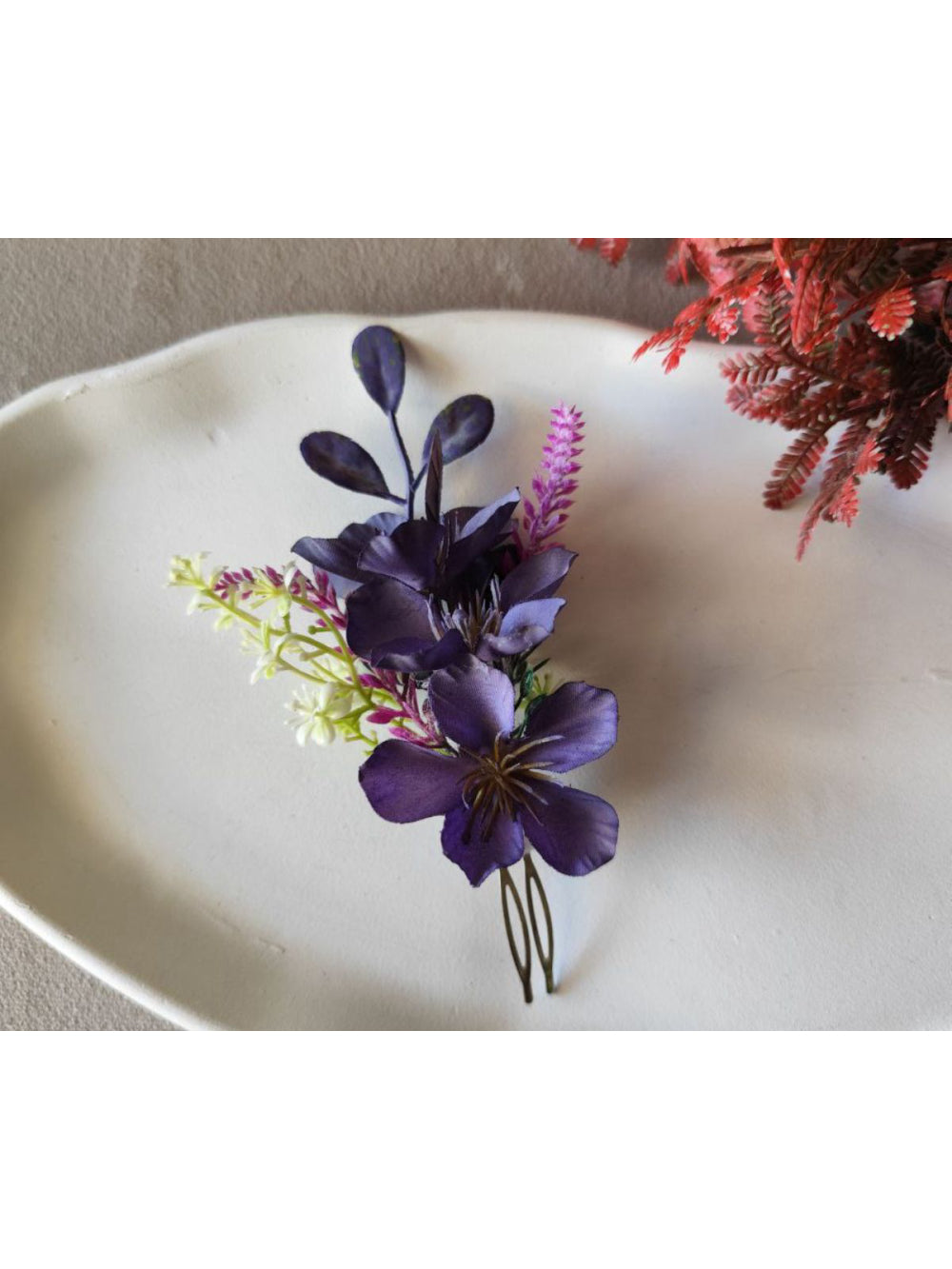 Arranjo de Cabelo para Noivas Grinalda Flor Lavanda
