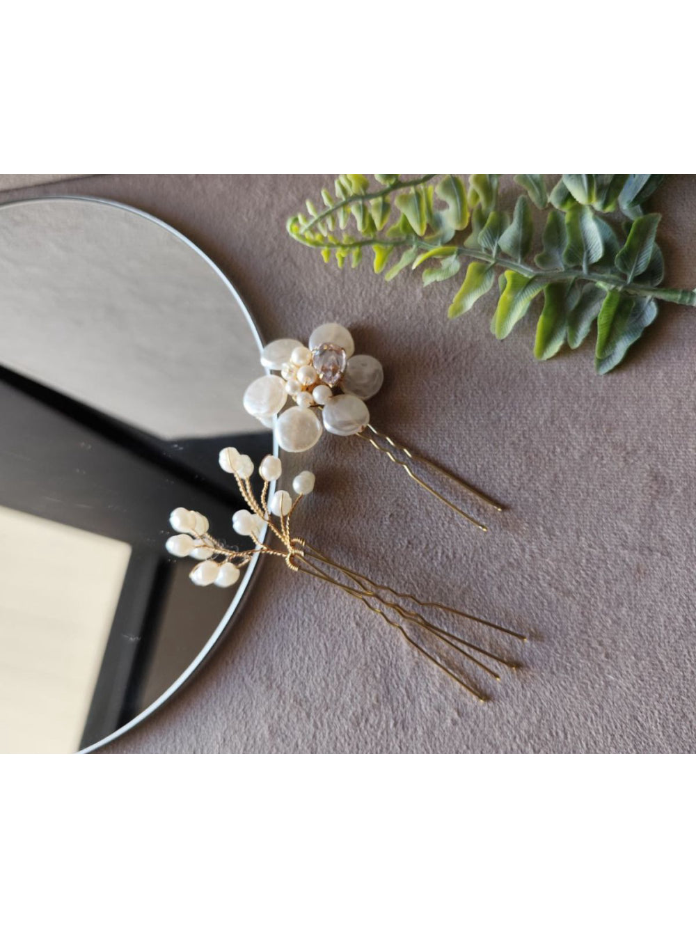 Trio Grampos Dourados Pérolas Florais Delicada Noiva Festas