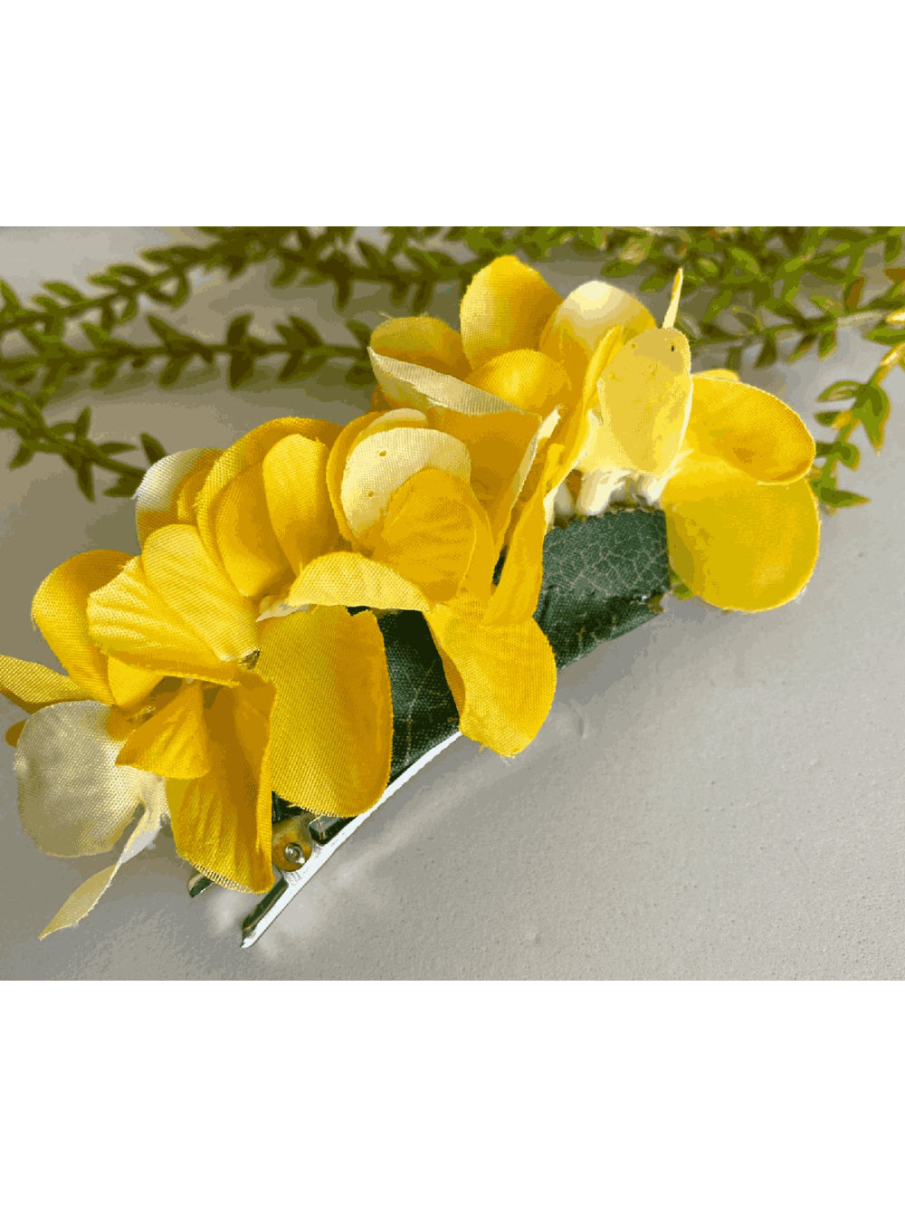 Arranjo Flor de Cabelo Grinalda Amarela para Dama de Honra