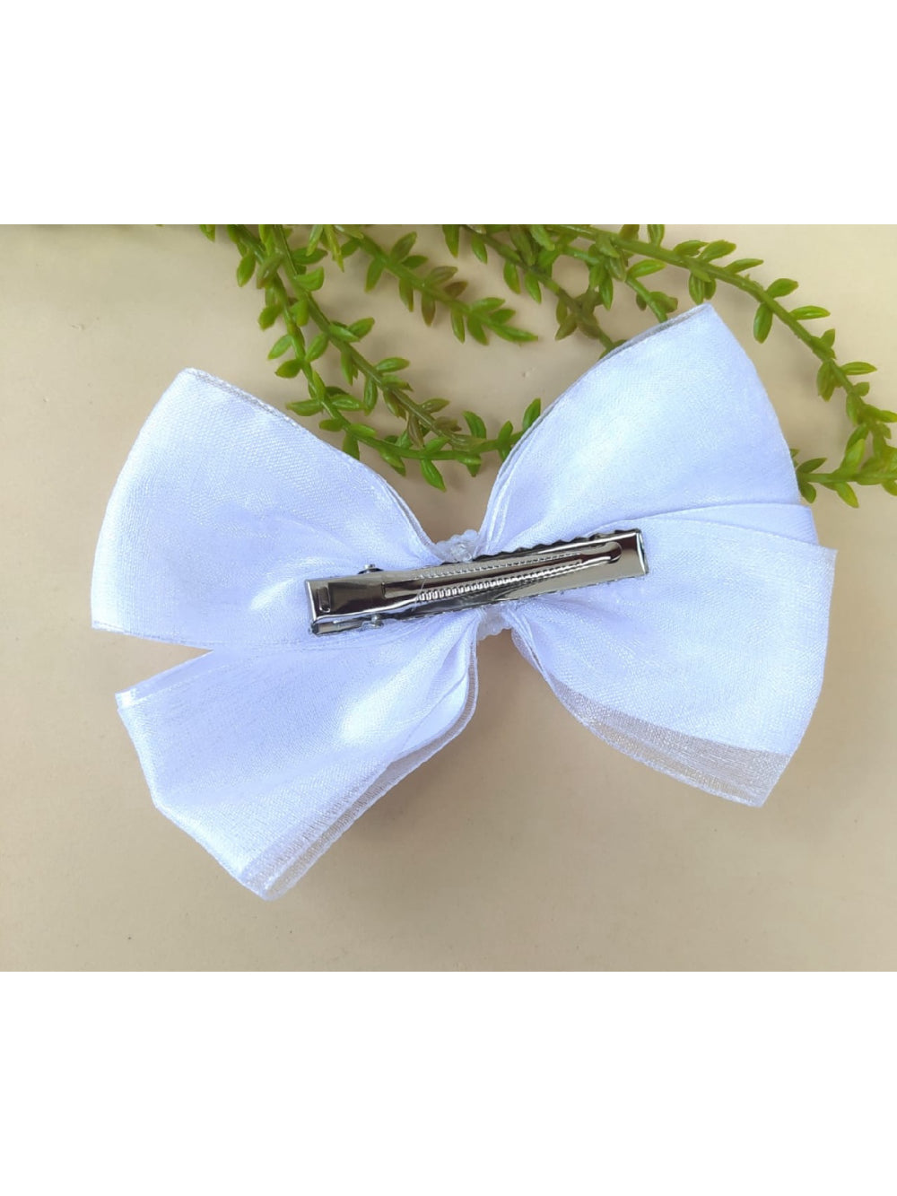 Laço Branco de Organza Infantil Daminha Batizado Festas