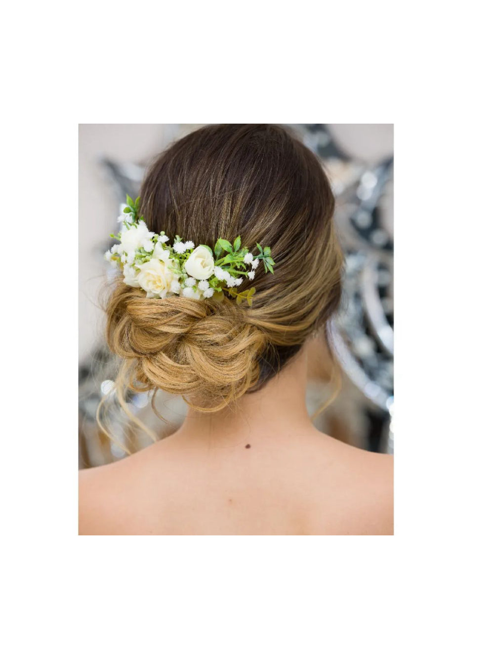 Arranjo de Cabelo Flor Noivas Rosas Off White Praia Campo
