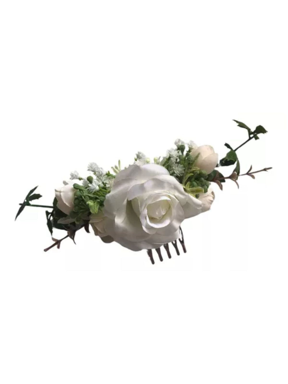 Arranjo de Cabelo Flor Noivas Rosas Off White Praia Campo