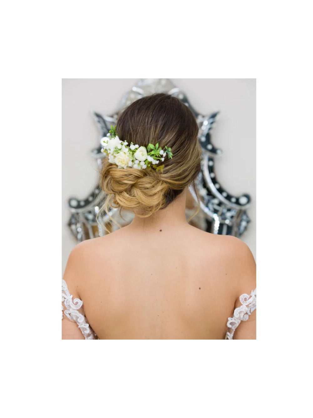 Arranjo de Cabelo Flor Noivas Rosas Off White Praia Campo