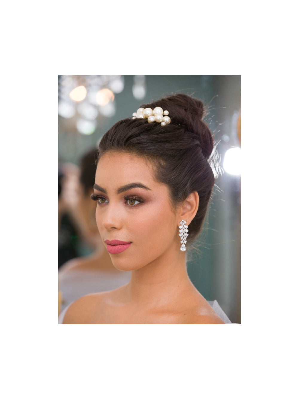 Arranjo de Cabelo de Pérolas para Noivas Presilha Pente