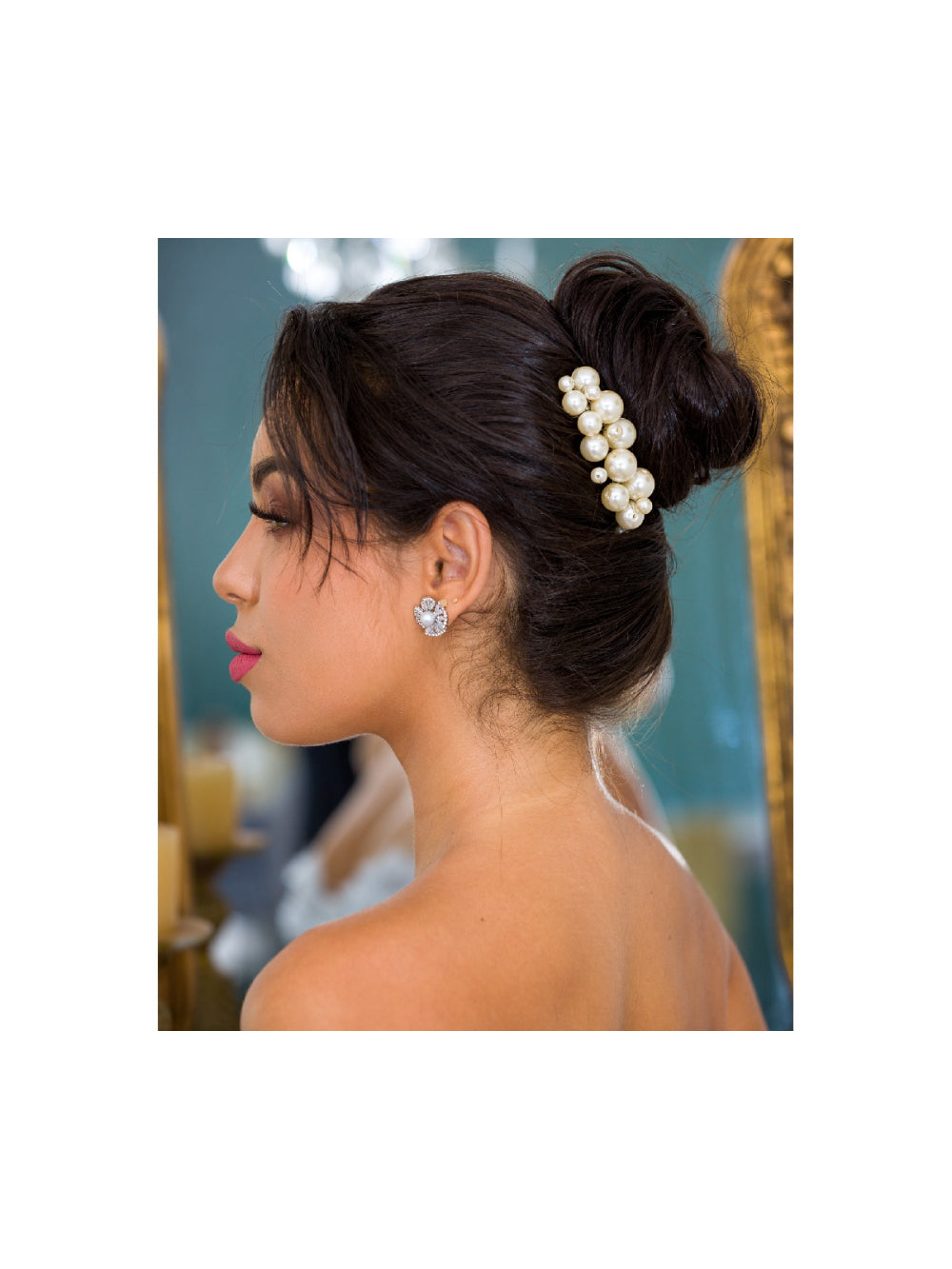 Arranjo de Cabelo de Pérolas para Noivas Presilha Pente