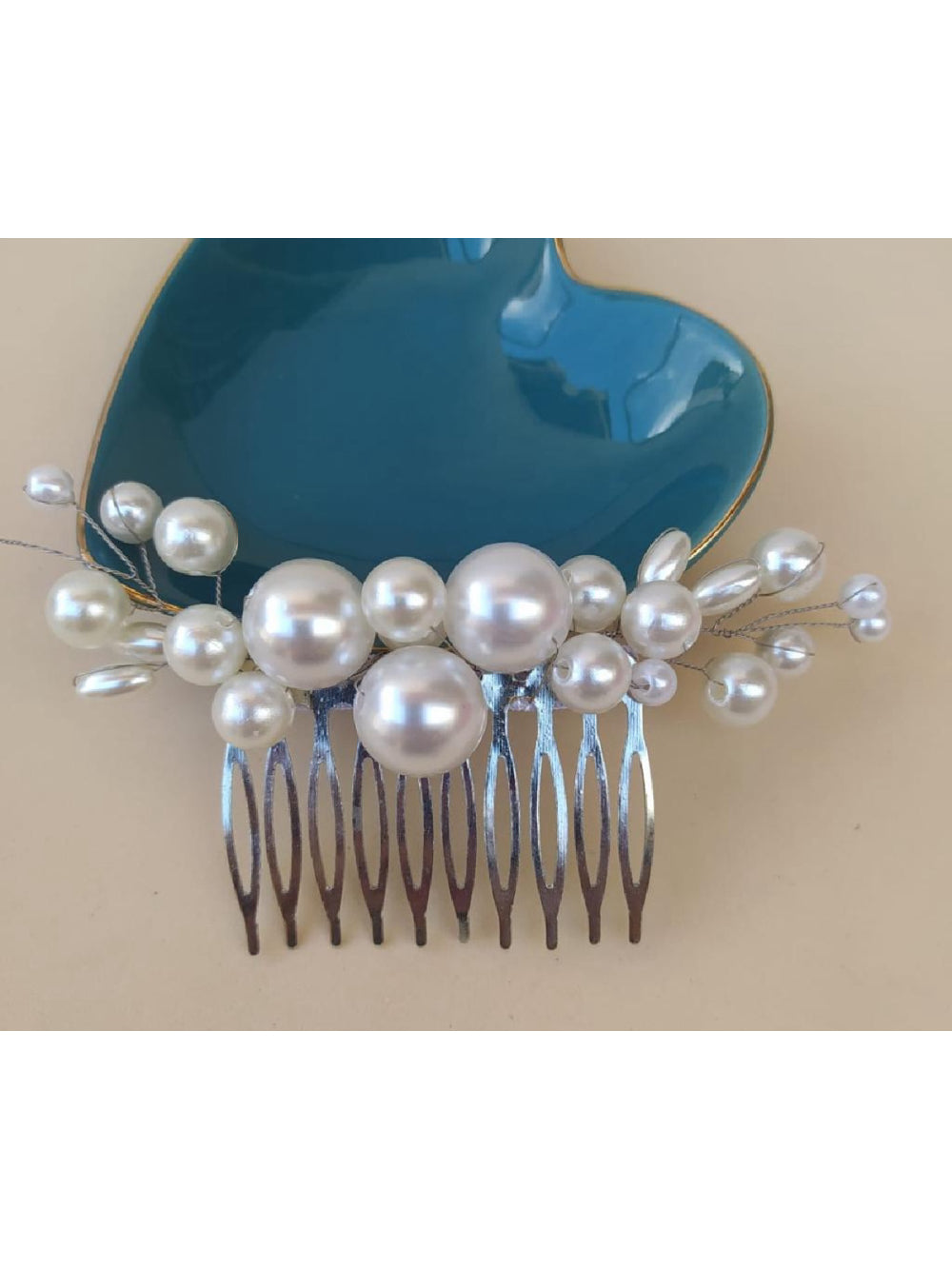 Arranjo de Cabelo Pérolas Brancas para Noivas Pente Grinalda