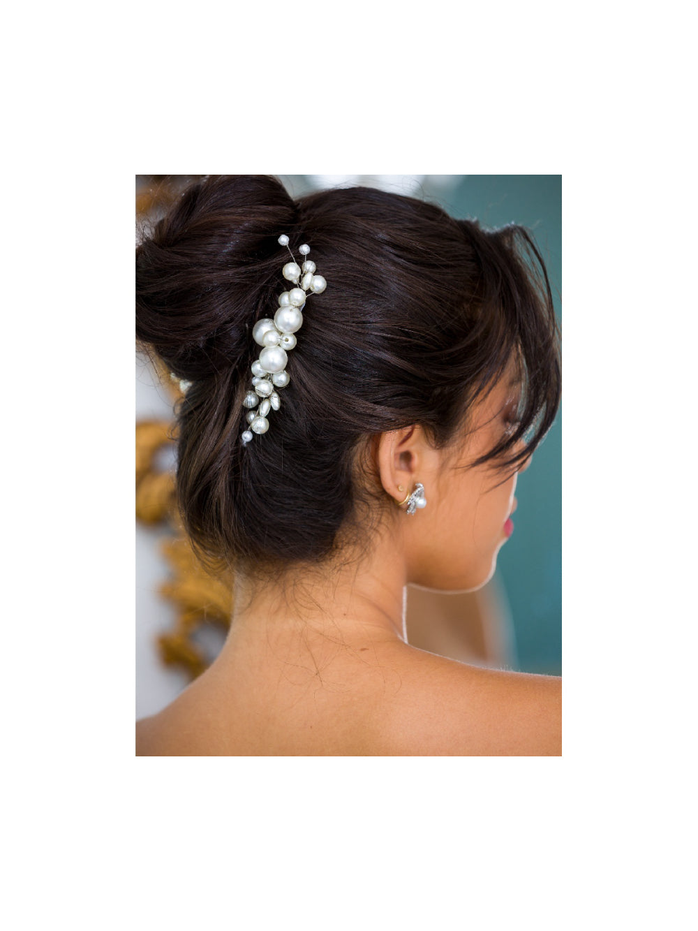 Arranjo de Cabelo Pérolas Brancas para Noivas Pente Grinalda